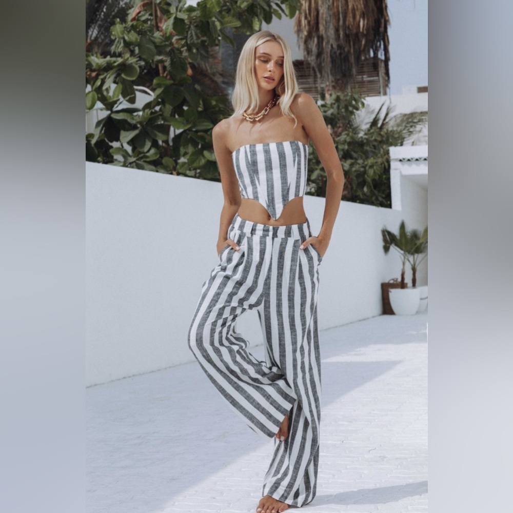 NWT LIONESS LA QUINTA PANT - BLACK PINSTRIPE, XXS, MSRP $89